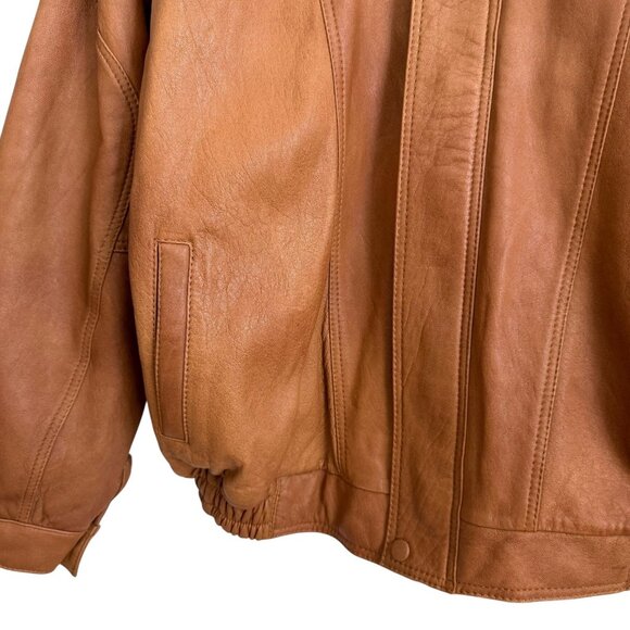 Vintage Jewels Mens Leather Bomber Jacket Brown Size 2XL Retro‎ Rugged Western - Picture 10 of 12